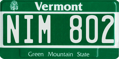 VT license plate NIM802