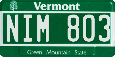 VT license plate NIM803