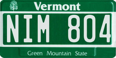 VT license plate NIM804