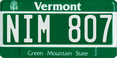 VT license plate NIM807