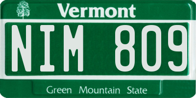 VT license plate NIM809