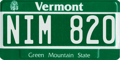 VT license plate NIM820