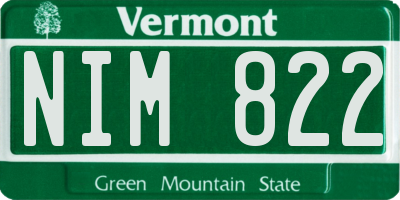VT license plate NIM822