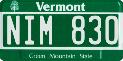 VT license plate NIM830