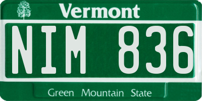 VT license plate NIM836