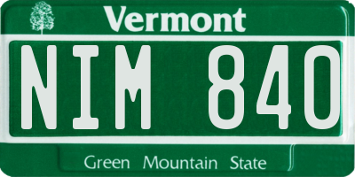 VT license plate NIM840