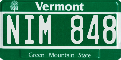 VT license plate NIM848