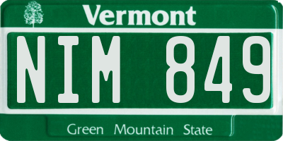 VT license plate NIM849