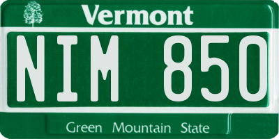 VT license plate NIM850