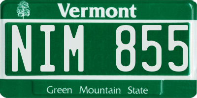 VT license plate NIM855