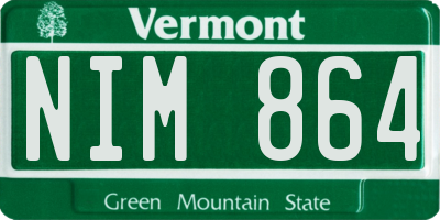 VT license plate NIM864