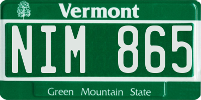 VT license plate NIM865