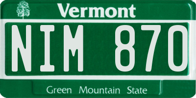 VT license plate NIM870