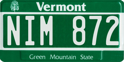VT license plate NIM872