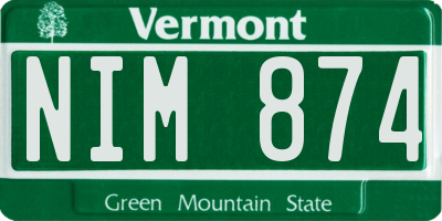 VT license plate NIM874