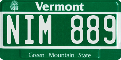 VT license plate NIM889