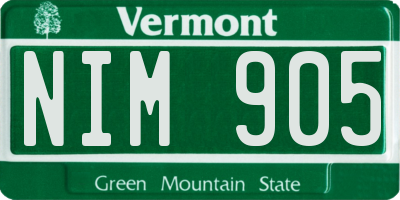VT license plate NIM905