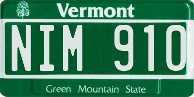VT license plate NIM910