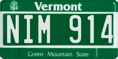 VT license plate NIM914