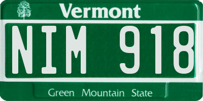 VT license plate NIM918