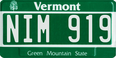 VT license plate NIM919