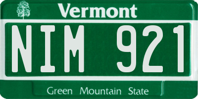 VT license plate NIM921