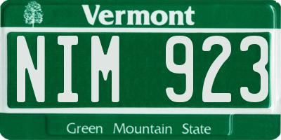 VT license plate NIM923
