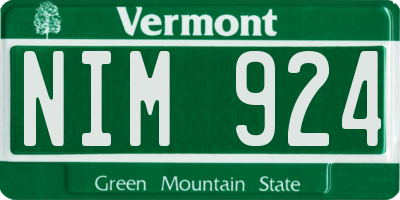 VT license plate NIM924