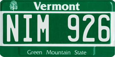 VT license plate NIM926