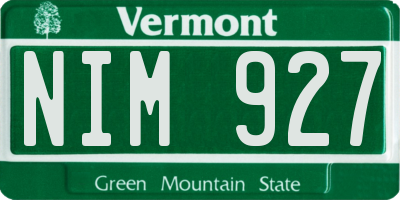 VT license plate NIM927