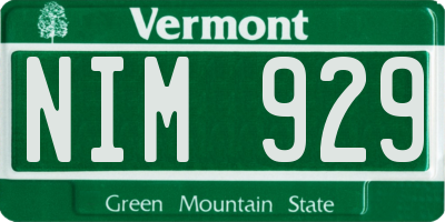VT license plate NIM929