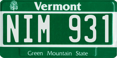 VT license plate NIM931