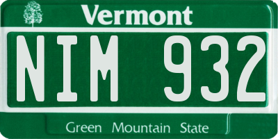 VT license plate NIM932