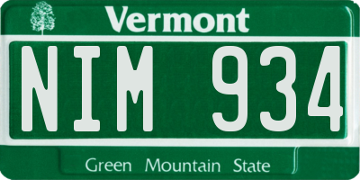 VT license plate NIM934