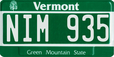VT license plate NIM935