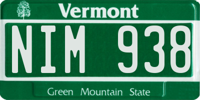 VT license plate NIM938