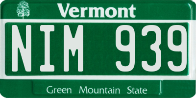 VT license plate NIM939