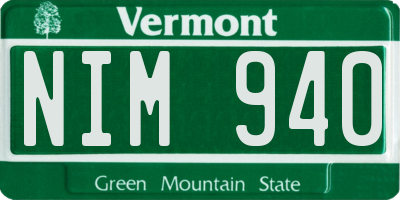 VT license plate NIM940