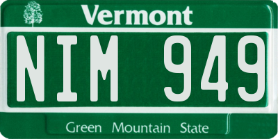 VT license plate NIM949