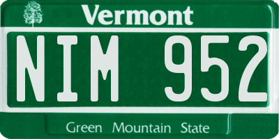 VT license plate NIM952