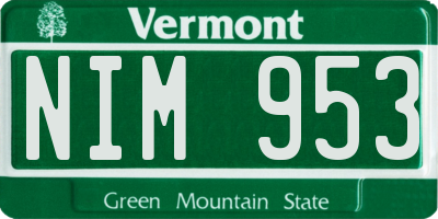 VT license plate NIM953