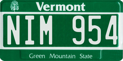 VT license plate NIM954