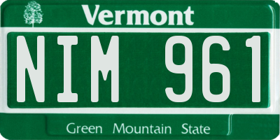 VT license plate NIM961