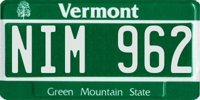 VT license plate NIM962