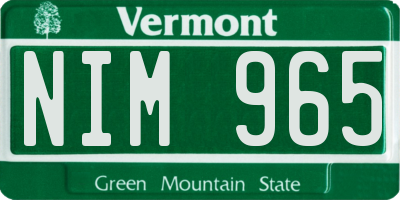 VT license plate NIM965