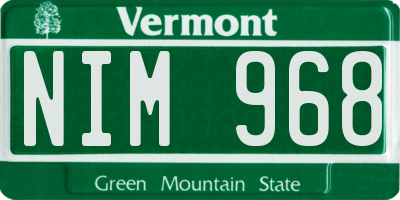 VT license plate NIM968