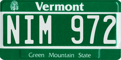 VT license plate NIM972