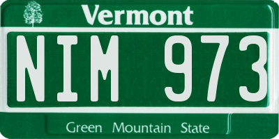 VT license plate NIM973