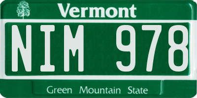 VT license plate NIM978