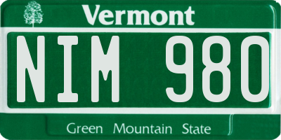 VT license plate NIM980